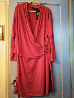 Allure Stretch Knit Long Sleeve Lace-up Side Wrap Dress Size 3X NWT Allure Stretch Knit Long Sleeve Lace-up Side Wrap Dress Size 3X NWT