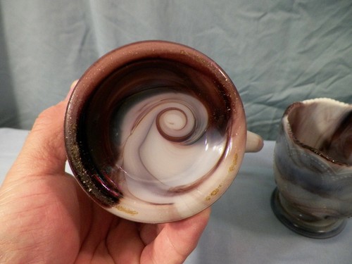 Northwood Scroll with Acanthus Purple Slag Glass Creamer & Sugar Bowl Set - Picture 6 of 12