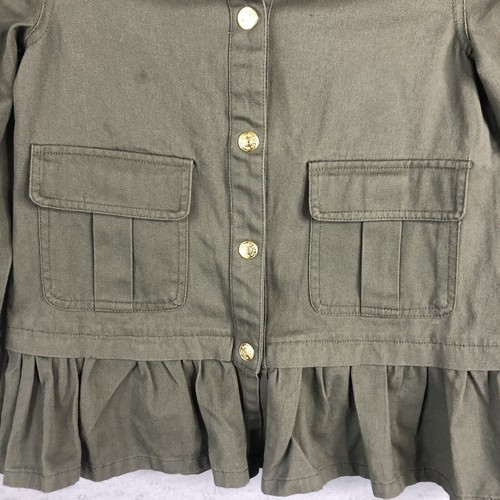 Kate Spade Jacket Girls 7Y Years Olive Green Ruffle Hem Boho Casual School - Picture 4 of 18