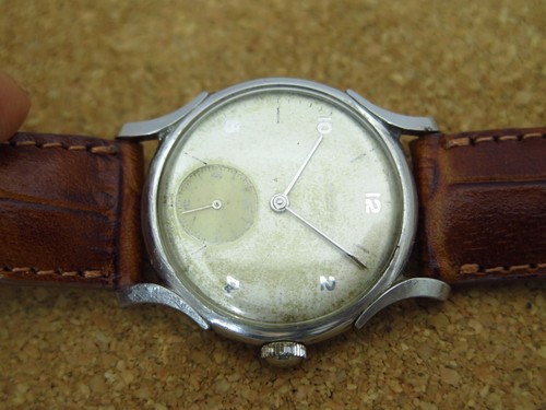 De colección para hombre Alpina viento manual todo original caja de acero elegante orejeras reloj raro! - Imagen 9 de 12