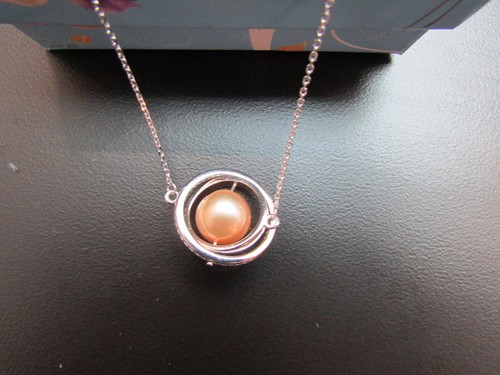 Planet: Pink Natural Freshwater Pearl Crystal Pendant 925 16' Silver Necklace - 第 1/1 張圖片