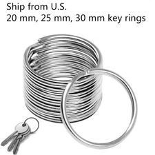 Premium Pack 20/25/30 mm Key Rings Chains Split Ring Hoop Metal Steel in Silver