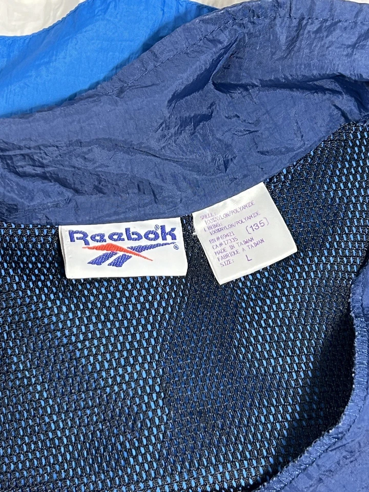 Винтажная ветровка Reebok двухцветный синий цветной блок на молнии Y2K размер большой - Изображение 3 из 4