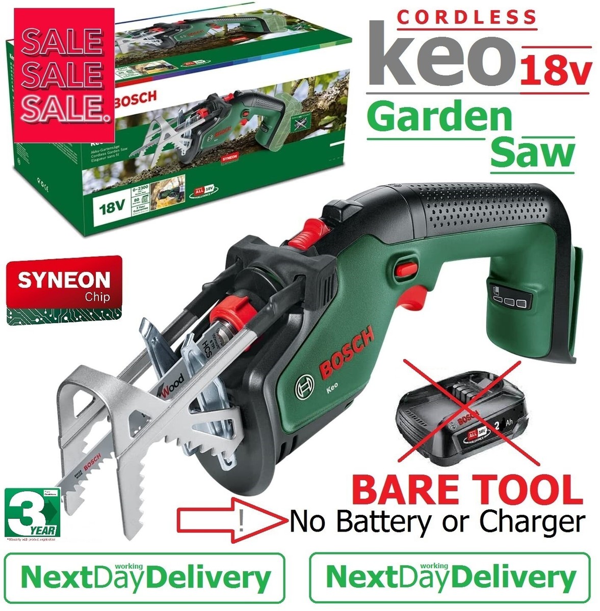 new BARE TOOL BOSCH KEO 18Li Li-ION Cordless Garden Saw 0600861A01