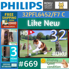 Philips 32" HD 720P Smart Roku Borderless LED TV 32PFL6452/F7C with Remote/Stand
