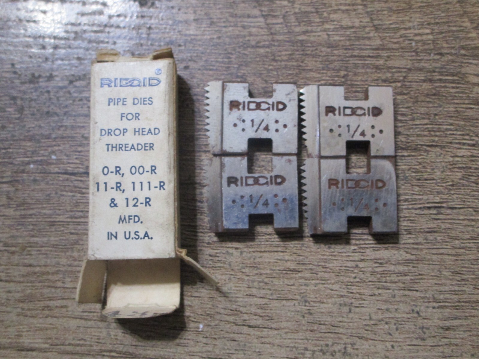 NOS RIDGID Tool 0R 00R 12R 11R Die Head RH Die 4 Piece Set 1/4