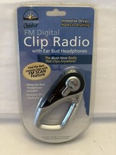 NEW Innovage Outdoor FM Digital CLIP RADIO with Earbuds/Headphones BLACK SILVER