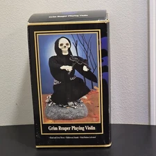 VTG Grim Reaper Playing Violin Halloween Sounds Lights Works READ See Video