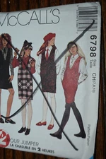 McCall's 6798  Pattern Girls Pullover Jumper Shirt Tie Sz 7 8 10 Uncut