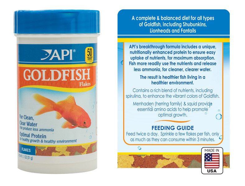 API Premium Goldfish Flake Food 1.1oz ounce for shubunkins, lionheads, fantails