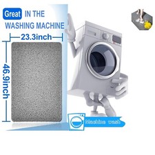 Comfortable Non-Slip Grey Bath Mat 24x47    for Elderly with Exfoliating Loofah