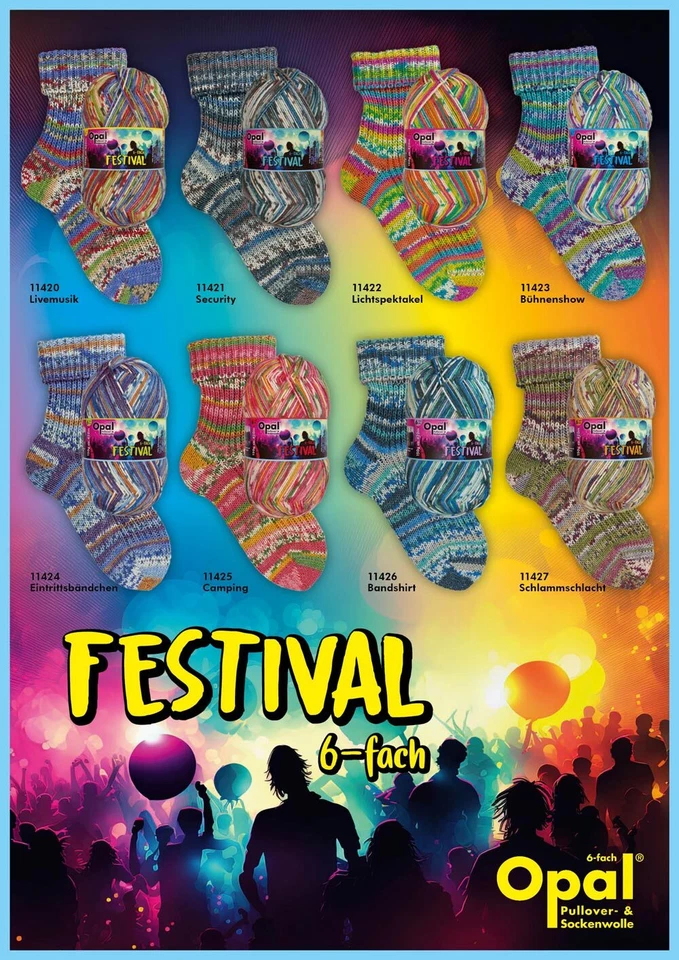 "Opal Festival 6fach" 150g Sockenwolle mulesingfrei