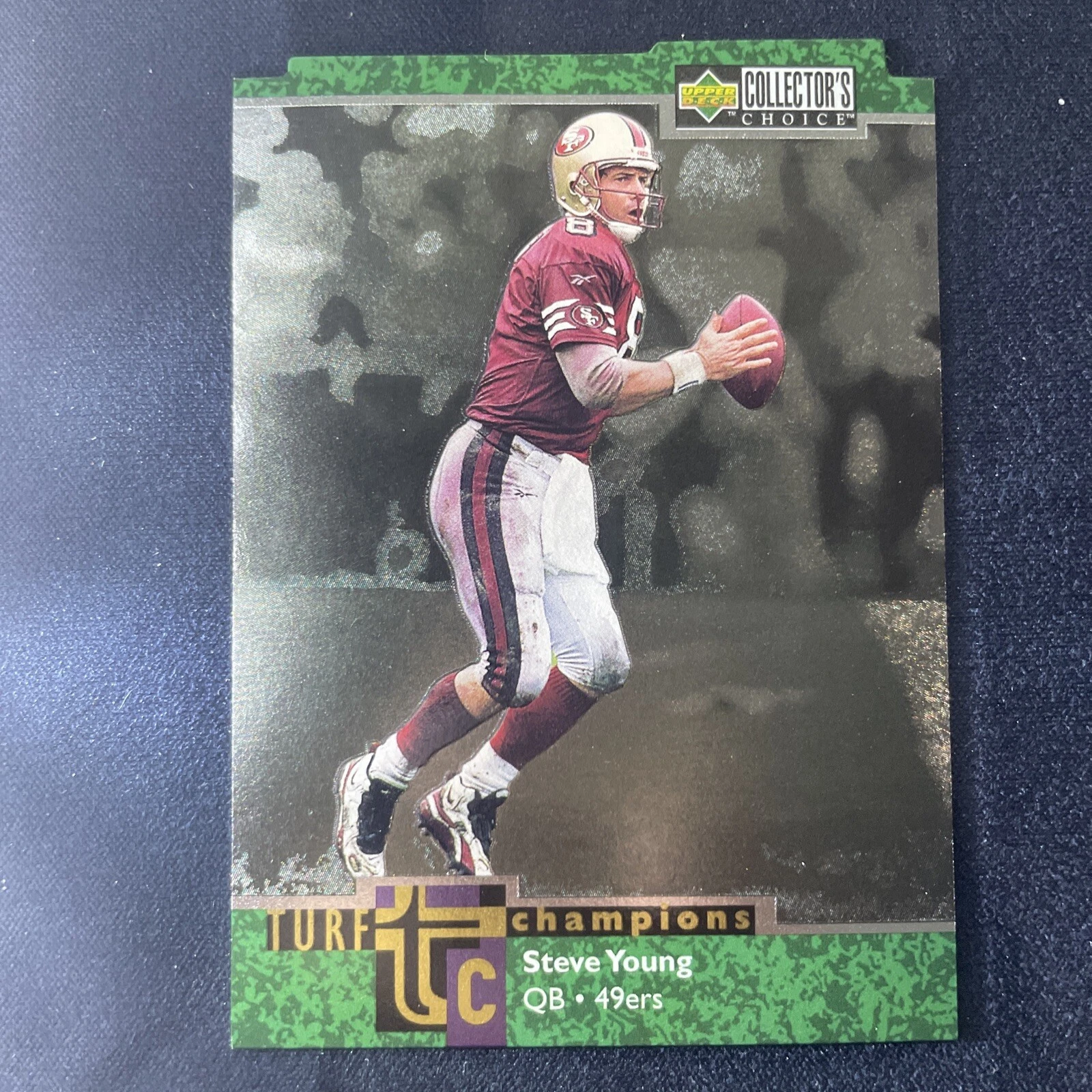 1997 Upper Deck Collector's Choice Turf Champions Jumbos Steve Young #TC88 HOF 8