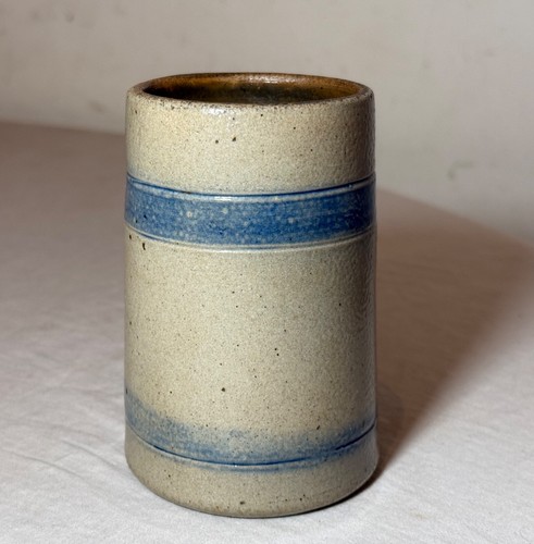 Rare antique 19th century cobalt glazed stoneware pottery dining mug cup jug - Picture 8 of 8