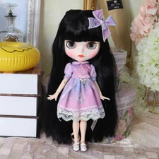 12" Blythe doll Nude Black hair Spray makeup face dudu mouth Factory Joint Body