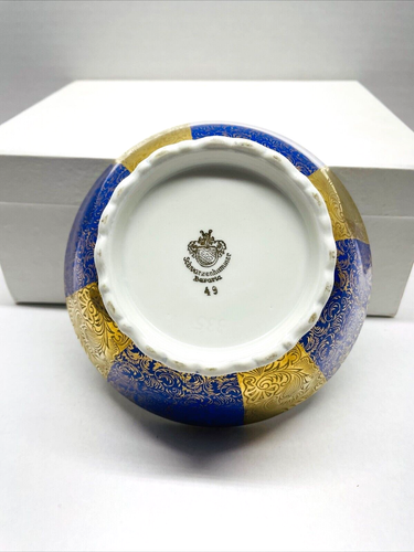 Schwarzenhammer Bavaria Rare 49 Schumann Cobalt Blue & Gold Compote Covered Dish - Picture 10 of 15