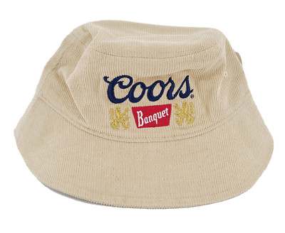 Vintage Coors Banquet Bucket Hat Classic Logo Beige Corduroy Sun One Size NEW