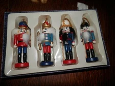 Four Wooden Christmas Nutcrackers 4.5 in. New in Box