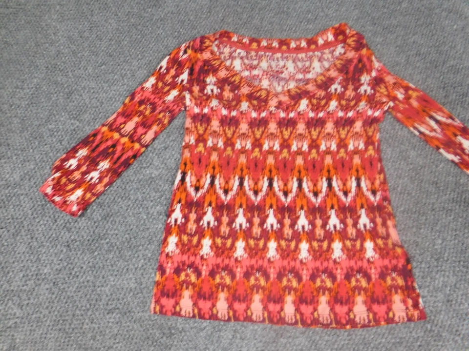 Blusa para mujer Nicole Miller pequeña roja jersey elástico naranja Foto 2 de 4