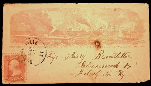 65 Civil War Patriotic - Ex Rare "The Battle of the Monitor & Merrimac" w/Letter