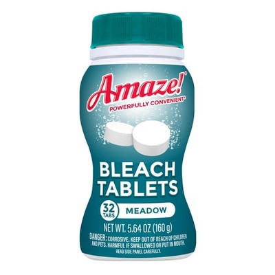 Bleach Tablets Laundry Toilet Multipurpose Home Cleaning 32 Count Meadow Scent