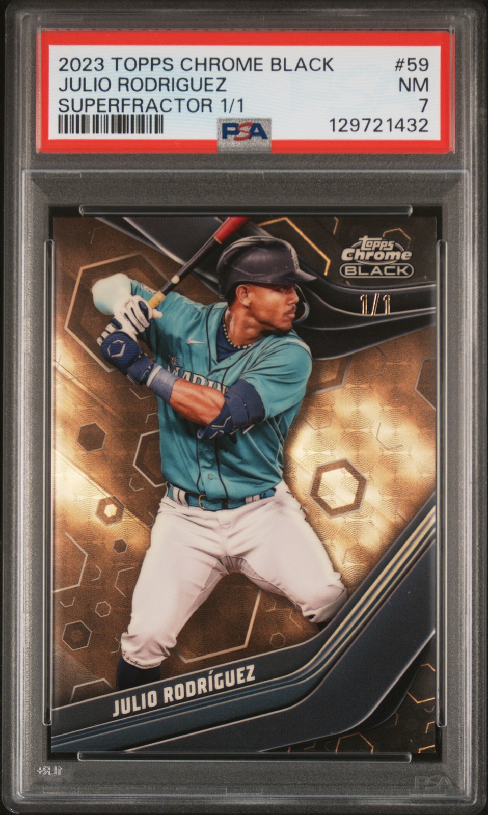 2023 TOPPS CHROME BLACK SUPERFRACTOR 1/1 #59 JULIO RODRIGUEZ 1/1 PSA 7