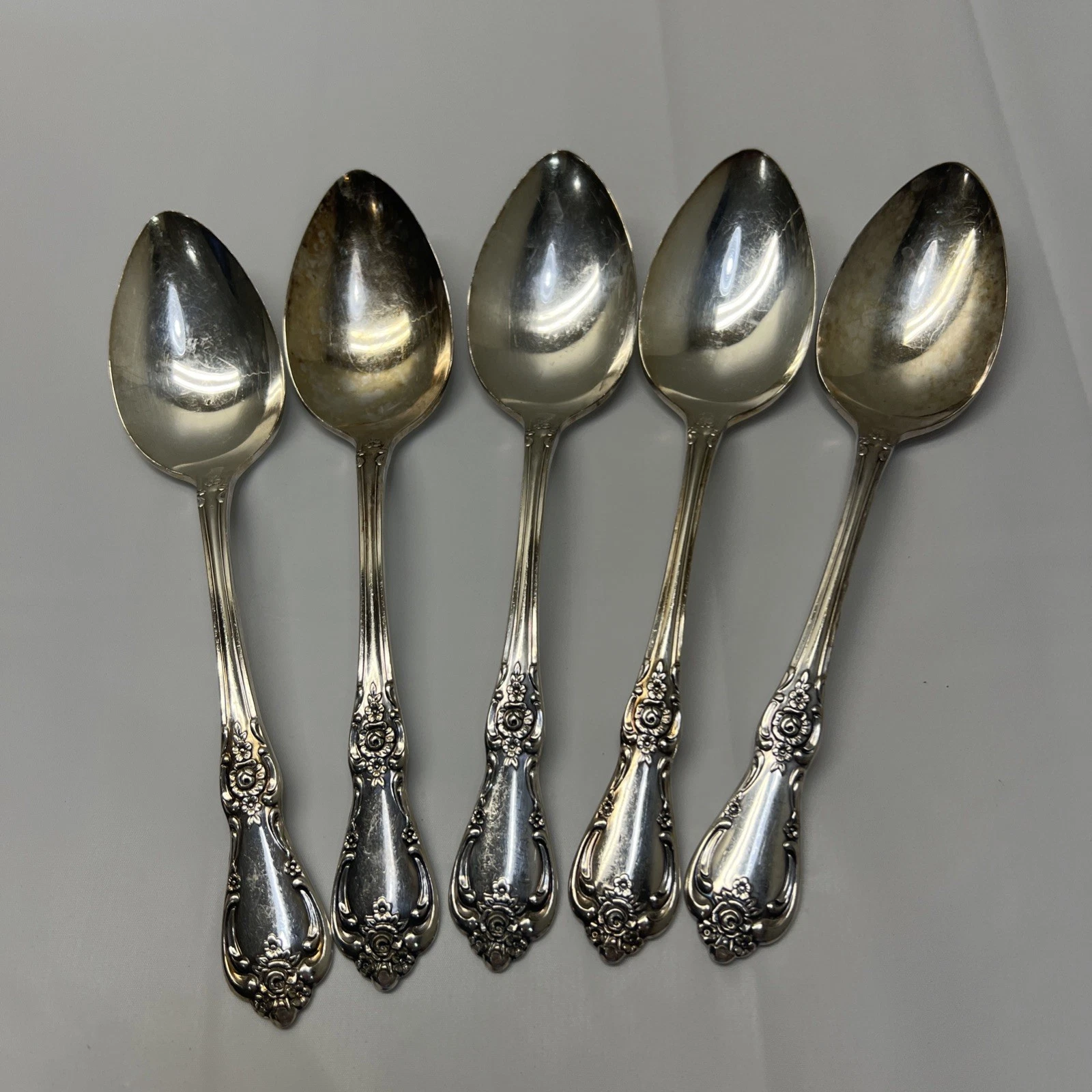 Set of 5 Wm A Rogers Sectional Oneida LTD Solid Serving Spoons 8”