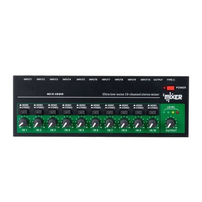 1 PC 10 Channel 6.35mm Input Output TRS/TS Jacks Stereo Mono Line Audio Mixer