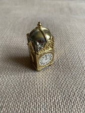 Setzkasten- oder Puppenhaus Standuhr, goldfarben galvanisiert, 80er