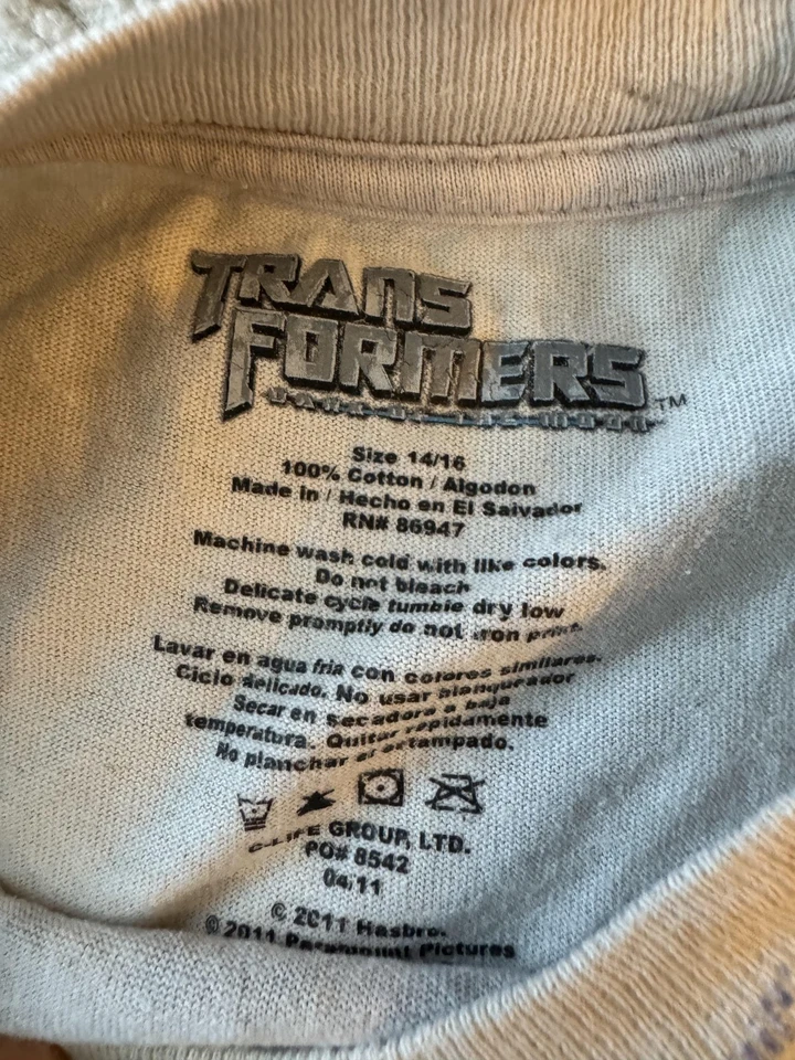 Camiseta Transformers Juvenil 14/16 Beige Gráfico Optimus Prime Robot Película 2011 Foto 4 de 4