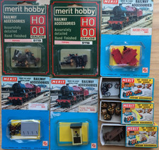 Merit OO station accessories : cycles, porters ,trolleys, ticket collector etc