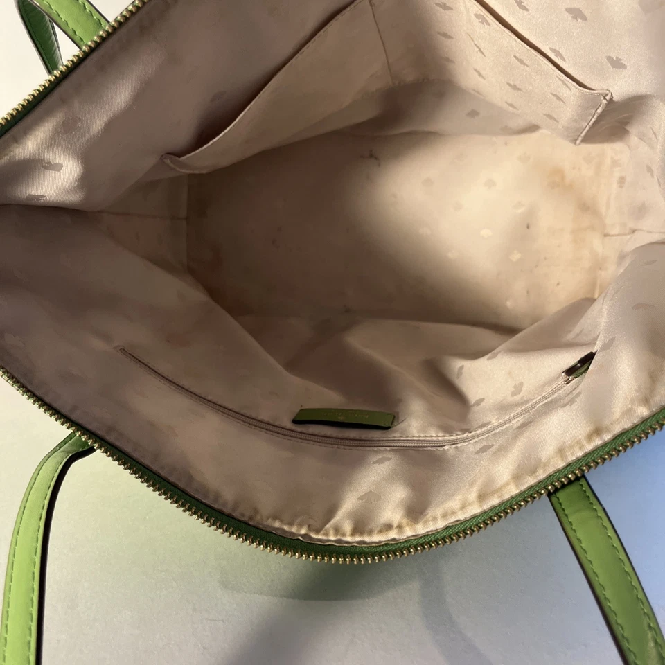 Kate Spade Large Leather Tote/Purse Lime Green with Strawberry Charm - Image 4 of 4