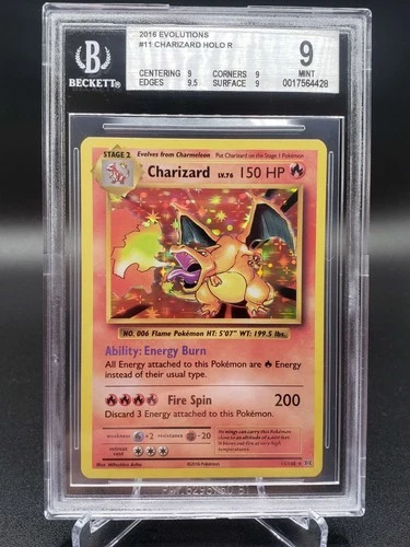 BGS 9 MINT Pokemon Charizard Holo R 11/108 2016 XY Evolutions