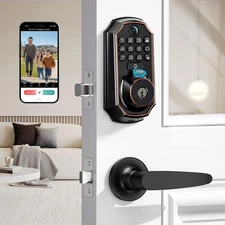 Wifi Video Smart Lock with Camera & Doorbell - 5-In-1 Keyless Entry, Fingerprint