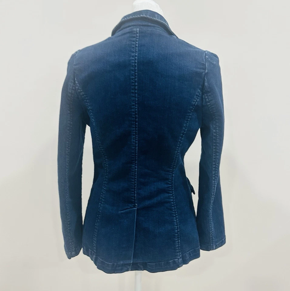 Chaqueta Blazer ETAM Denim Botón Único Francia Talla 10 Mujer De Colección Talla 38 Foto 4 de 4