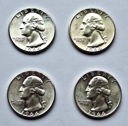 LOT OF 4  1964 BU WASHINGTON QUARTERS   90% SILVER