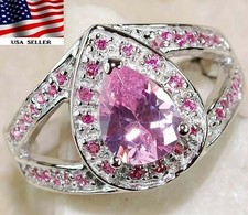 3CT Treated Pink Sapphire 925 Solid Sterling Silver Ring Sz 6 MK1-7