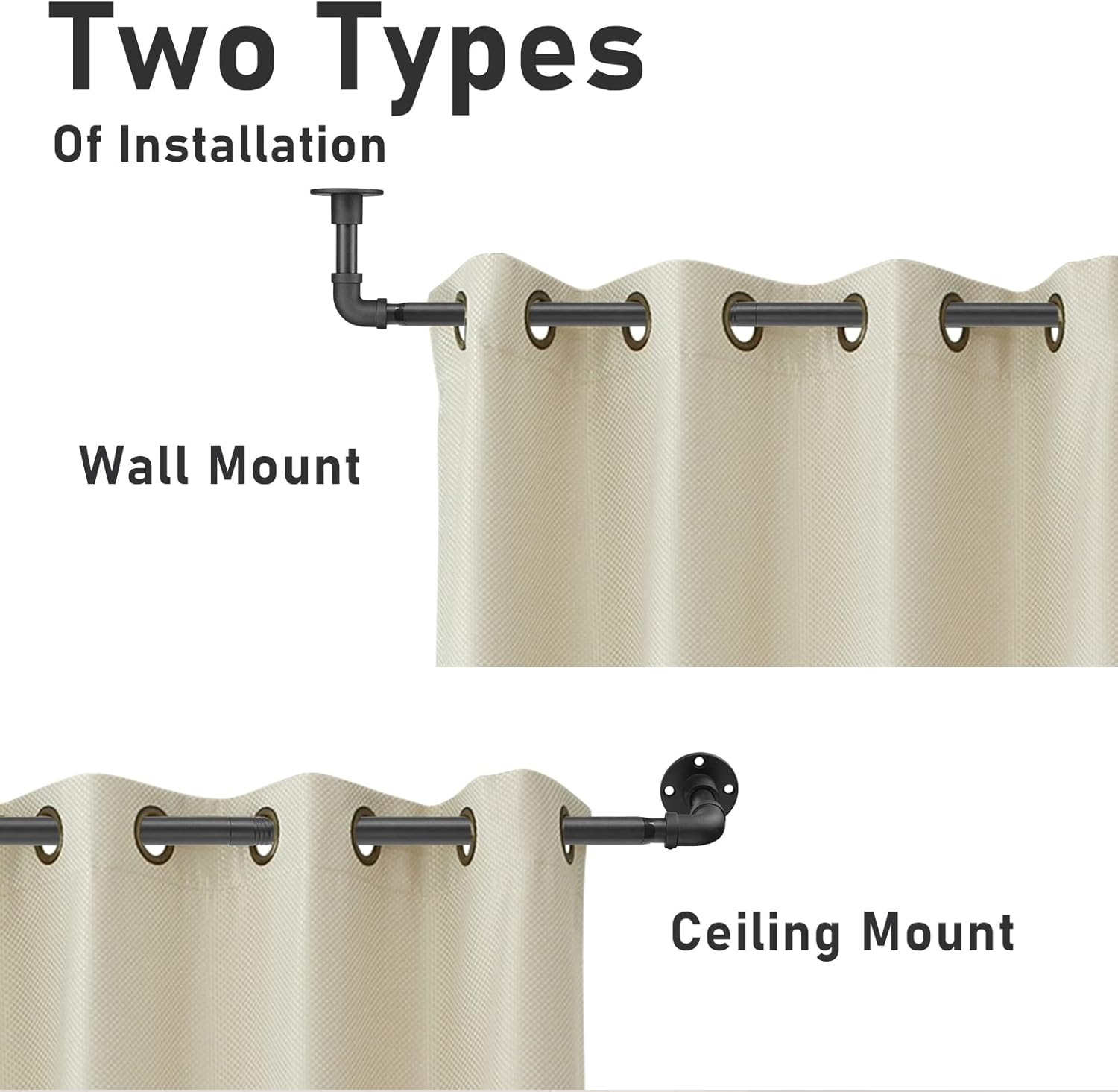 16" to 28" Long Window Curtain Rod Sturdy hanger Wall-Mounted for Window Closet