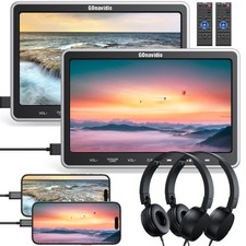 2 x 10.1'' Dual Screen Car Headrest 2 DVD Player Rear-Seat Monitor HDMI+Headsets