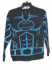 Batman Youth Boys Size Large 16 Black Full Zip Jacket Masked Hood Cotton Blend