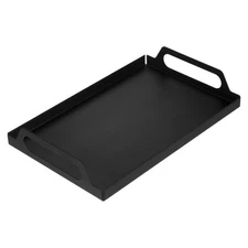 7.8" x 12" Metal Serving Tray with Handles Rectangular Coffee Table Tray Black