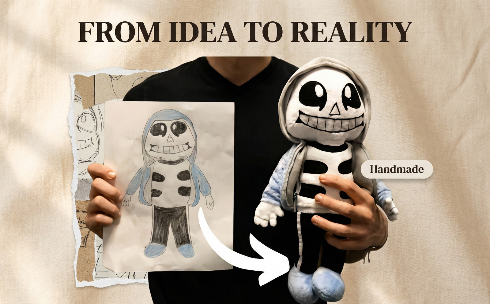 Custom Plush Doll from Photo - Handmade Stuffed, Personalized Plush (8In-25In)