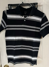 Kids Foot Locker Large Black White Striped Polo Shirt 