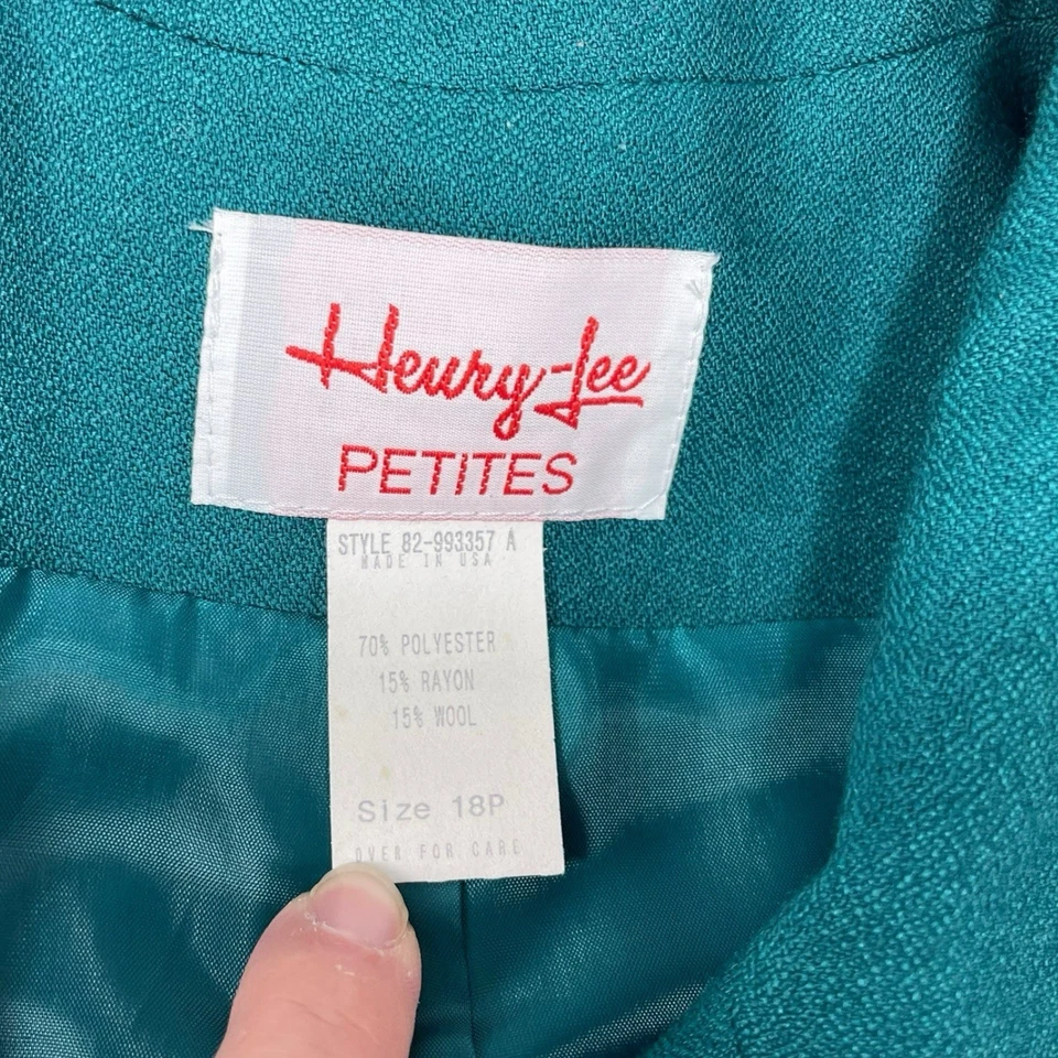 Traje y chaqueta falda verde vintage Henry Lee para mujer 18 Petites mezcla de lana carrera Foto 3 de 4