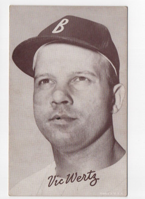 Vic Wertz 1947-66 Exhibit Card, Brooklyn Dodgers, VG-EX, No creases