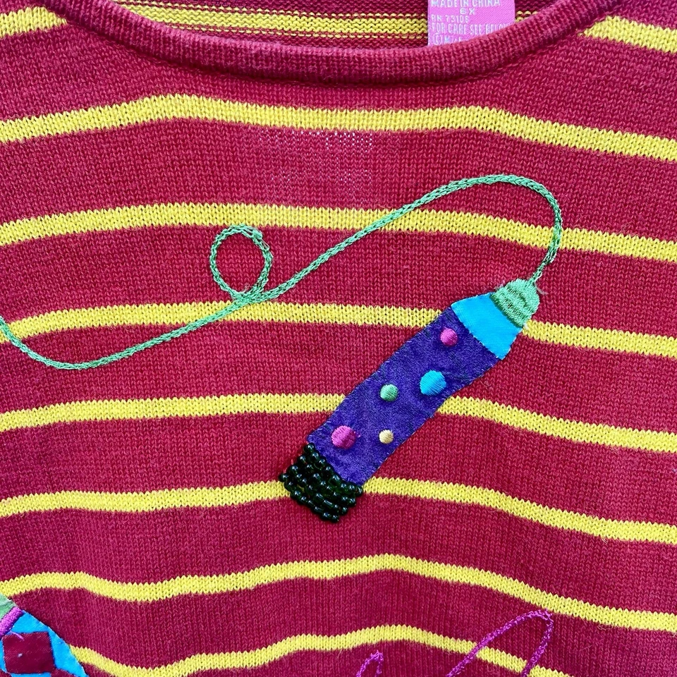 Michael Simon Kids 6X 套衫毛衣学校蜡笔装饰复古 — 第 3/4 张图片