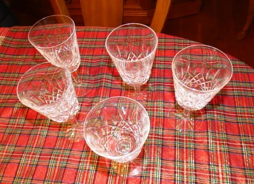 (5) Vtg WATERFORD CRYSTAL WATER GOBLETS / GLASSES - LISMORE - 6 7/8" - EXCELLENT