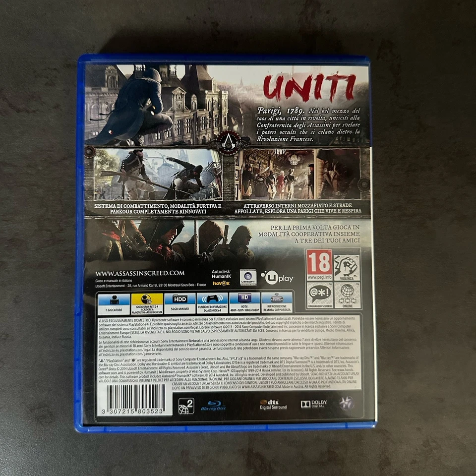 Assassin’s Creed Unity Ps4 Playstation 4 ITA disco come nuovo con manuale - Immagine 2 di 4