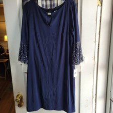 Jackie Jon New York Women's Navy Blue Dress Embellished Cuffs Zip Size 16 NWT