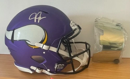 Justin Jefferson Minnesota Vikings Signed Authenic Helmet with Visor (Beckett)